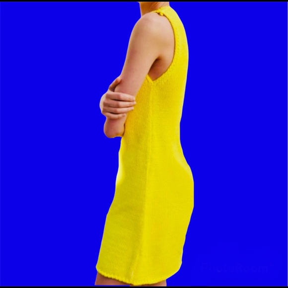 NWT Zara Dress Knit Mini Sleeveless Yellow Sweater Chunky Gift - Picture 2 of 5